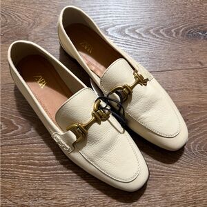 Zara Cream Loafers for Women